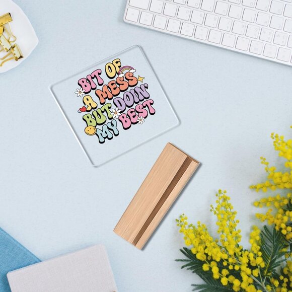 Inspirational Mental Health Acrylic Sign Decoration w/ Wood Base - Picture 4 of 4